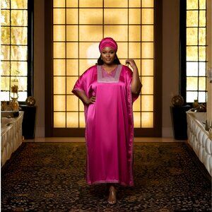 Gypsie Blu Stylish Satin Sequences Caftan Dress Comfortable Maxi Dress for Women